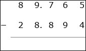 Subtract of Aligned Decimal