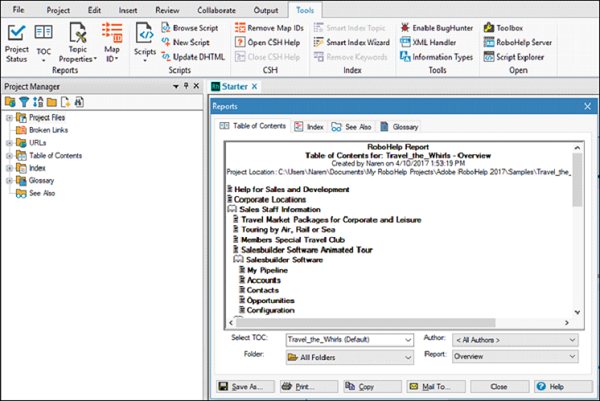 Reports Dialog Box