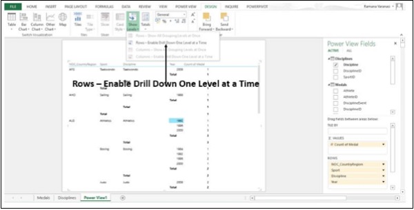 Rows  Enable Drill Down