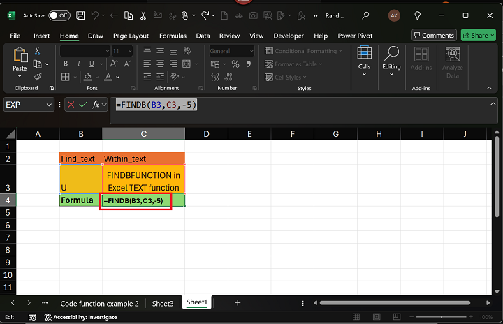 FINDB Function 7