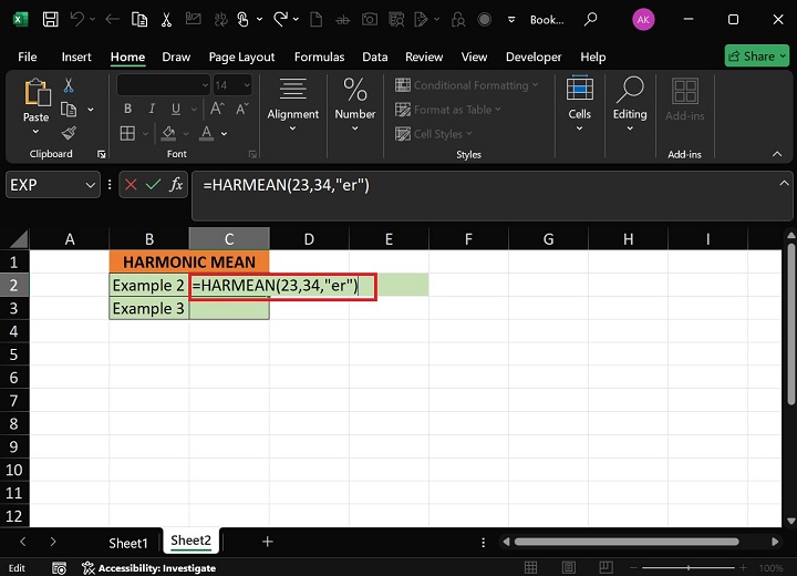 HARMEAN Function3