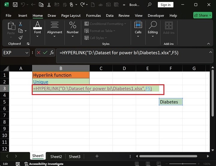 How to add a HYPERLINK in Excel2