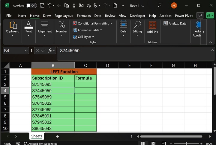 How to Execute the LEFT Function in Excel1
