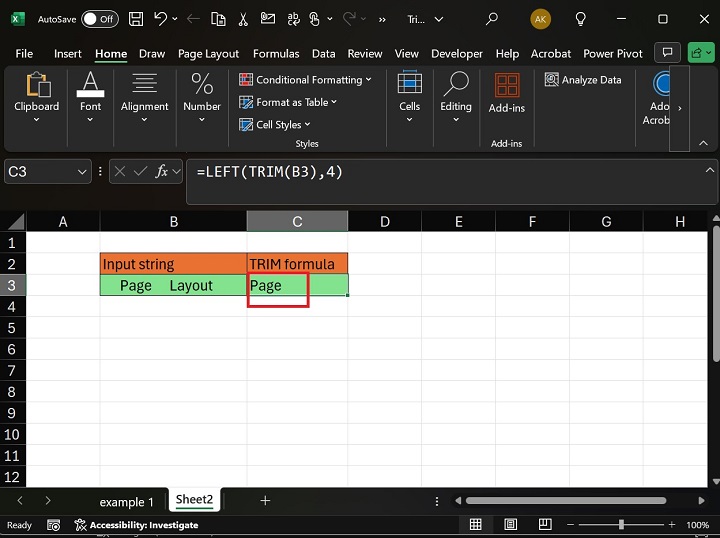LEFT TRIM function in Excel2