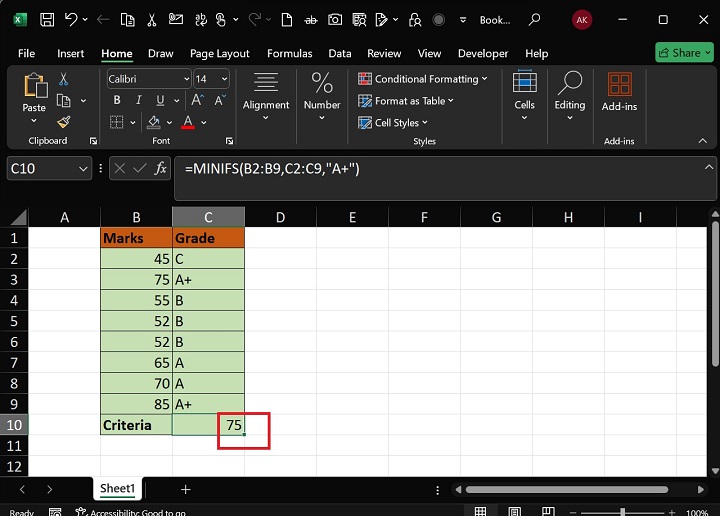 MINIFS Function2