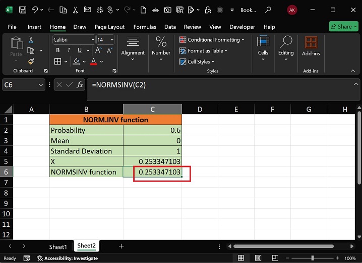 NORM.INV Function6