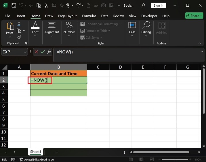 NOW Function to Obtain Excel Current Date and Time1