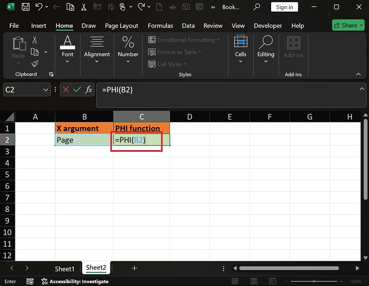 PHI Function in Excel 3