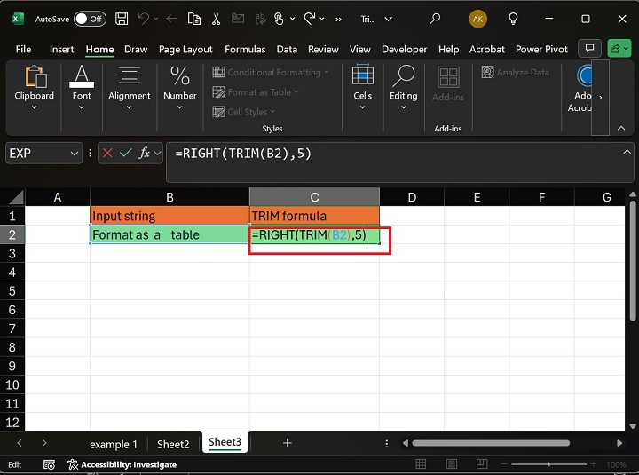 RIGHT TRIM Function in Excel1