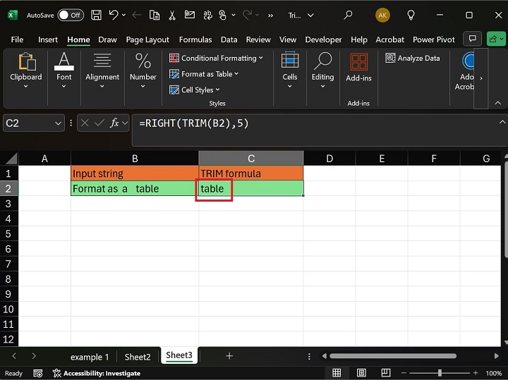RIGHT TRIM Function in Excel2