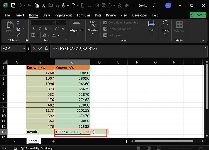 STEYX Function1