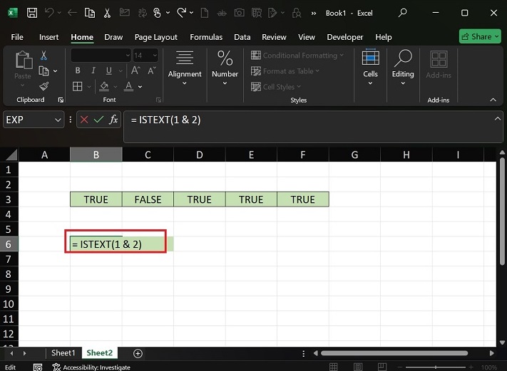 Using ISTEXT with CONCATENATE operator1