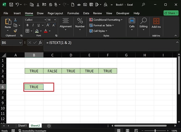Using ISTEXT with CONCATENATE operator2