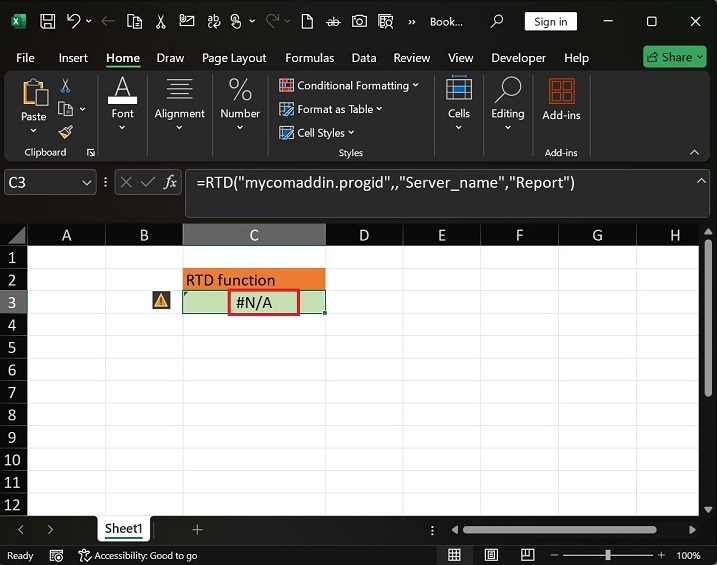 What does the RTD Function do in Excel2