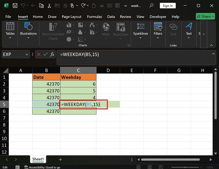 What does WEEKDAY Function do in Excel7