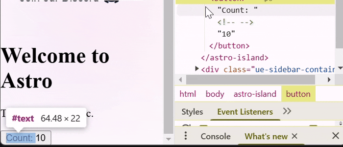 Astro JS Island Example