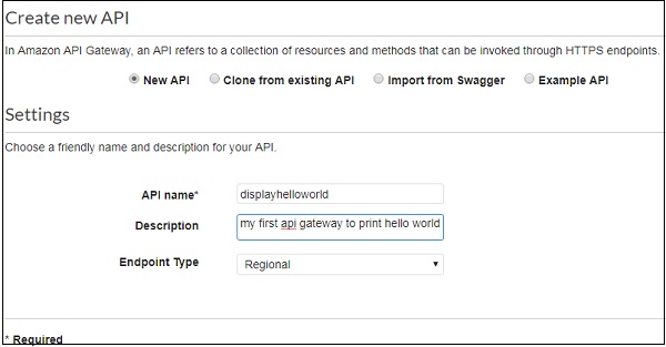 Create New Api