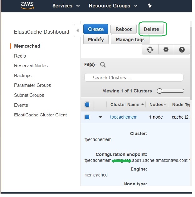 Delete Memcache 1
