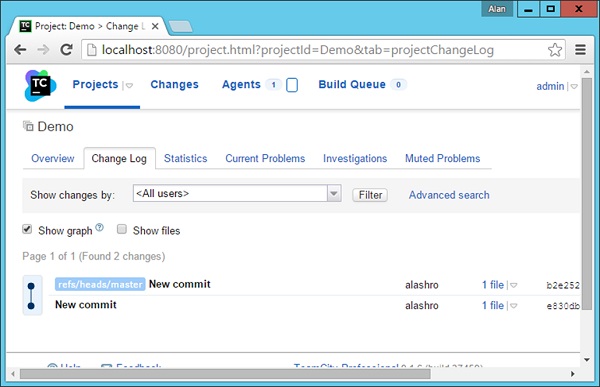 Change Log tab