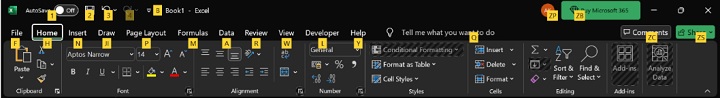 Ribbon Keyboard Shortcuts in Excel
