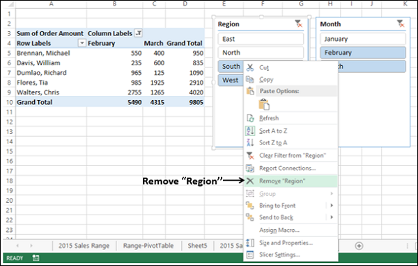 Removing Slicer