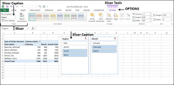 Slicer Caption