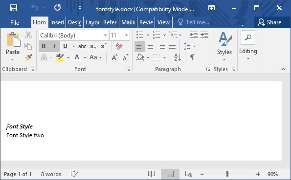 Font Word Style