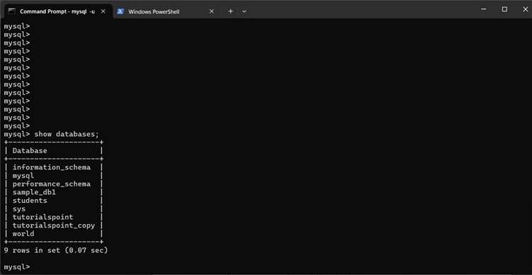 Show Databases
