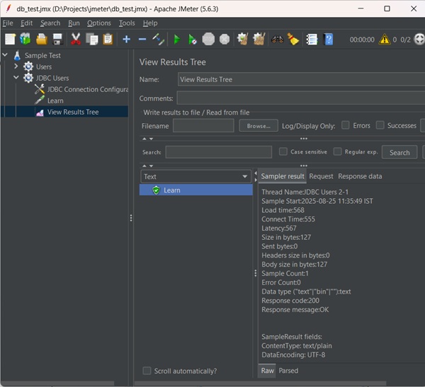JDBC Test Output1