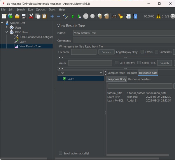 JDBC Test Output3