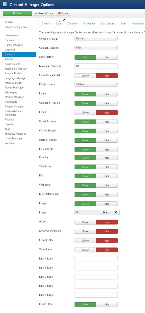 Joomla Adding Contacts