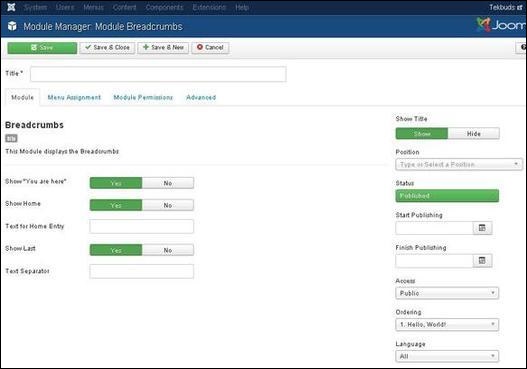 Joomla Breadcrumb Module