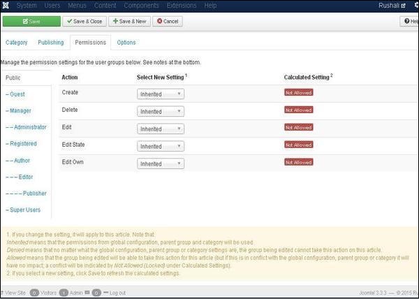 joomla Category Management