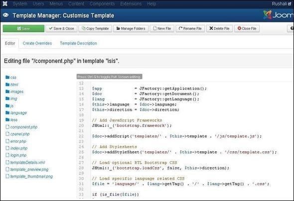 joomla Customize Template