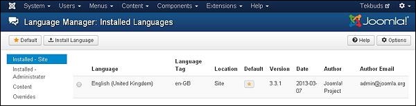 joomla Extension Menu