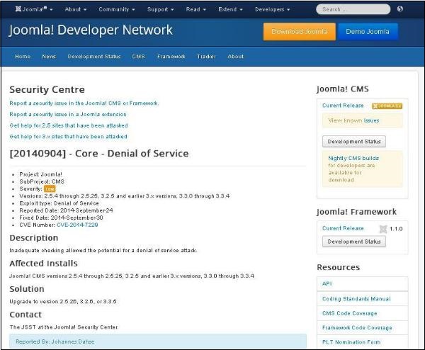 joomla Help Menu