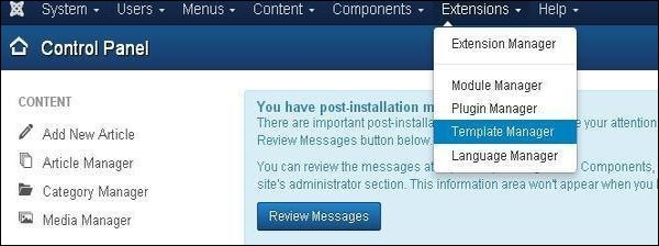 joomla Template Manager