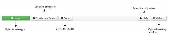 joomla Media Manager Toolbar