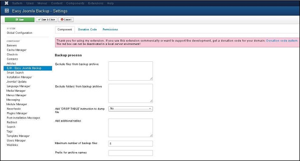 Joomla Website Backup