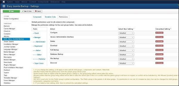 Joomla Website Backup