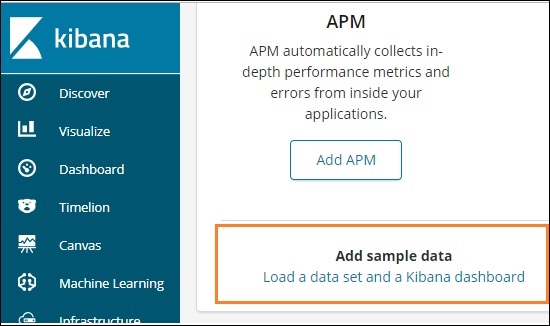 Kibana home page