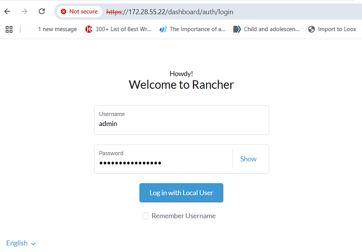 Log in as Admin