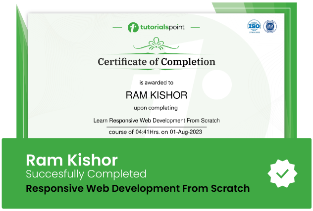 sample Tutorialspoint certificate