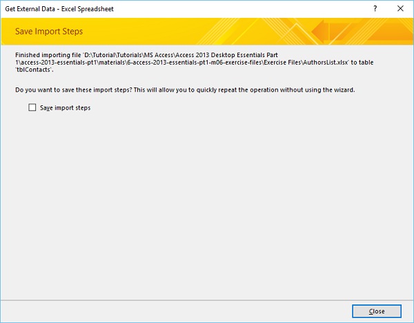 Last Dialog Box