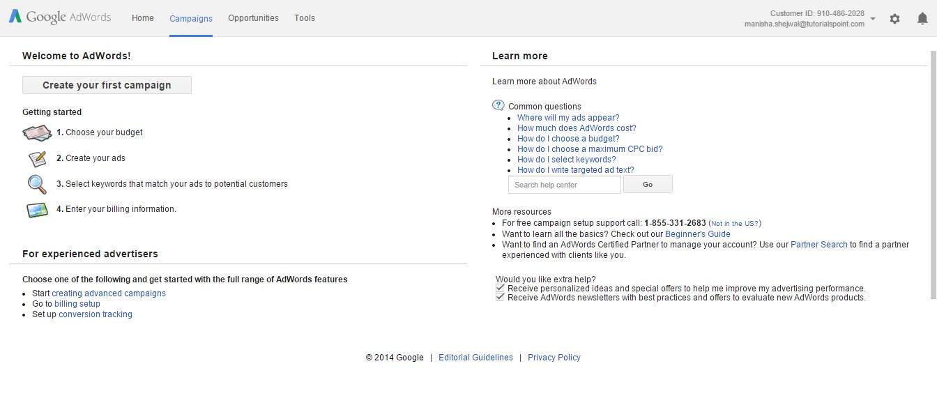 Start AdWords