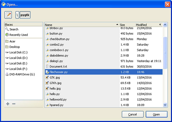 File Chooser Open