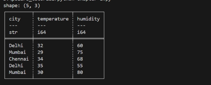 Polars DataFrame example