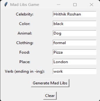 Mad Libs Game
