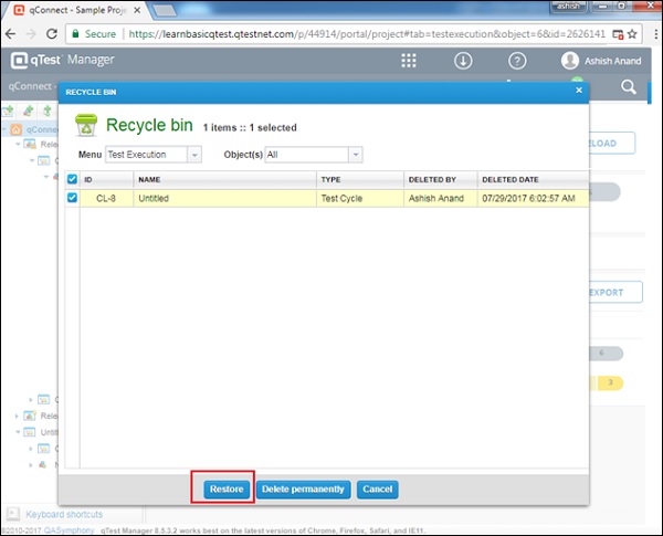 Restore Objects