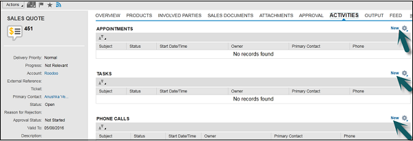 Activities Tab